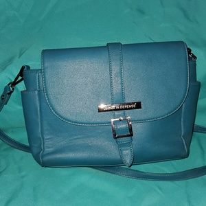 Damsel in Defense Teal Crossbody Bag